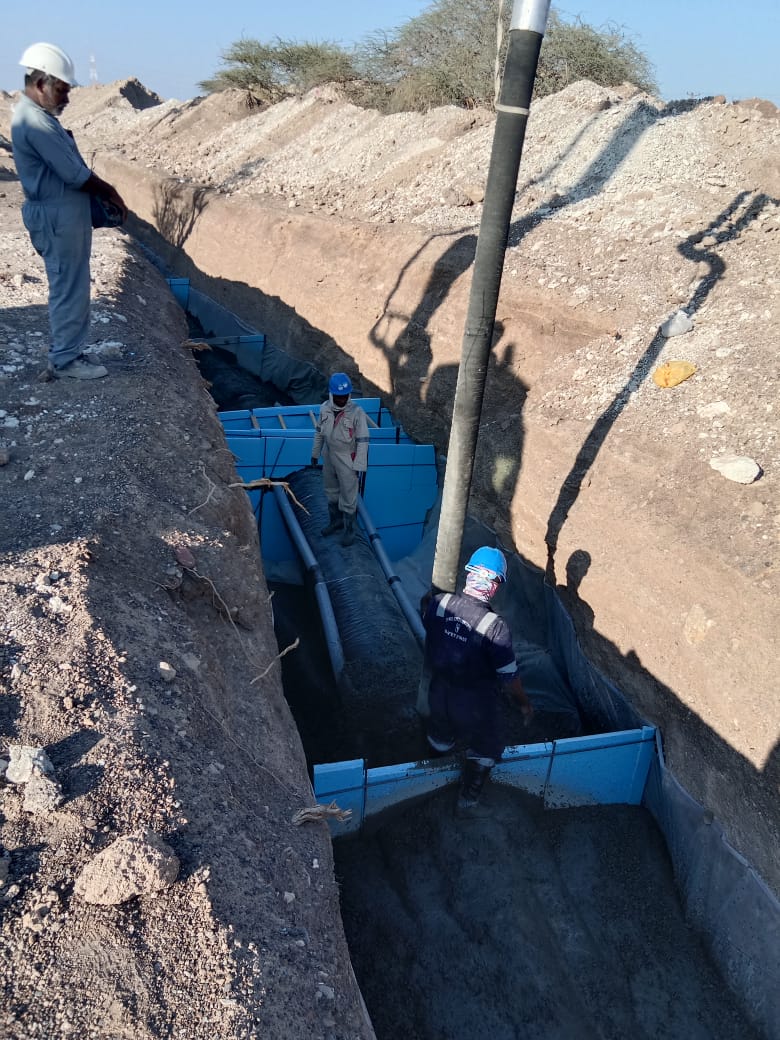 Pipeline trench and crew preparation works
